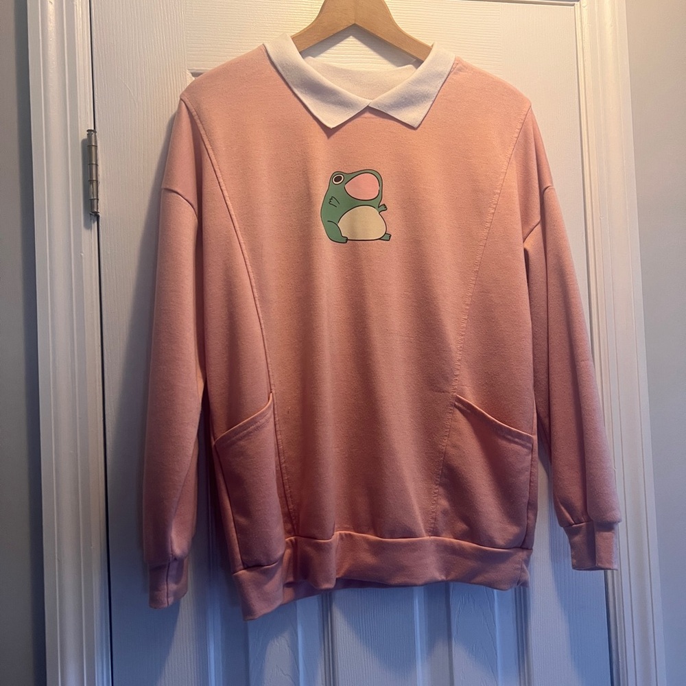 Pink Sweatshirt with Frog Design
